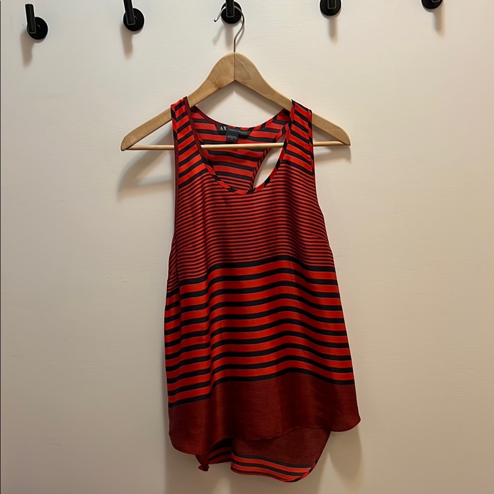 Red and Navy Striped Women's Tank Top